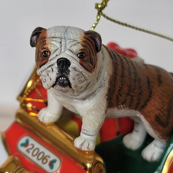 The Danbury Mint 2006 and 2008  English Bulldog Annual Christmas Ornaments Set 2 - Picture 12 of 16